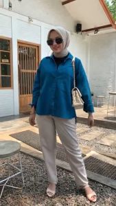 KEMEJA WANITA LENGAN PANJANG POLOS CRINKLE AIRFLOW KEKINIAN