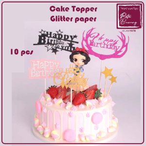 [COD] Cake topper HAPPY BIRTHDAY / Cake topper KERTAS / 1 PACK isi 10PCS/ Dekorasi kue ulang tahun / Bahan Kertas Emas Glitter Tebal / Hiasan kue ultah