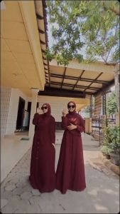 Gamis Set Hijab Lebaran Terbaru 2024 Luna Syari Pasmina Cringkel AirfloW