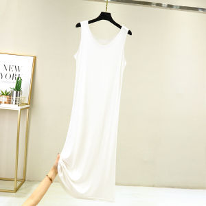 Modale Không Tay Xe Tăng Đầm Nữ Dáng Rộng Tây Nam Không Kích Thước Lớn Chiều Dài Trung Bình Đồ Ngủ Mặc Ở Nhà Đầm Đa Năng
