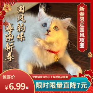 Traditional Chinese Style Pet Necklace Cat Bell Dog Collar Jewelry Small Dog Safe Longevity Lock Pendant for Cats And Dogs