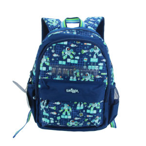 Australia Smiggle กระเป๋านักเรียนสำหรับเด็กผู้ชายของแท้เป้สะพายหลังแบบทันสมัยสีน้ำเงินเข้มหุ่นยนต์กระเป๋าชื่อเด็กมาพร้อมกับการ์ดจดหมาย