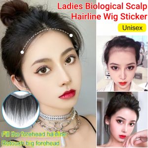 Ladies Biological Scalp Hairline Wig Sticker Front Toupee Invisible Hairline Frontal Hairpiece V-Shaped Hair Topper Women/Men