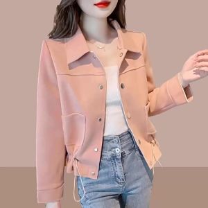 ali92024 เสื้อโค้ทแบบสั้นสไตล์ชาแนลสำหรับผู้หญิงแบบใหม่ฤดูใบไม้ผลิและฤดูใบไม้ร่วงเสื้อคาร์ดิแกนสไตล์ตะวันตกสำหรับคนตัวเล็กของผู้หญิง