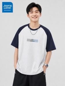Jeanswest | Áo Thun Nam Tay Lỡ Raglan Cotton In Họa Tiết Phối Màu