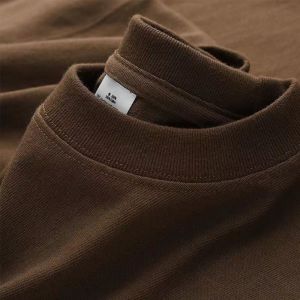 Quality Cotton Dark Blue 300G Heavy Weight Solid Color round Neck Short Sleeves T-shirt Men and Women Loose Casual Bottoming Shirt