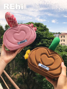 Portable Heart Cake Shape Camera Bag Womens Handbag Rehi Original Small Storage Bag Cute Ins Handbag Casual Leisure Style