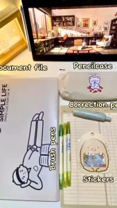 Túi đựng tài liệu A4 12 ngăn file học tập dáng ngang bìa Simple Life the table nextdoor