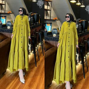 Gamis Polos Crinkle Premium Rimpel Tingkat Susun Mayung
