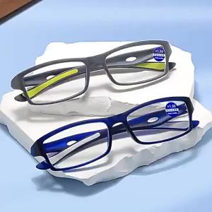 3/5PCS Sport Style Non-Prescription Reading Glasses Anti-Blue Light Rectangular Full Rim Eyewear PC Frame Material