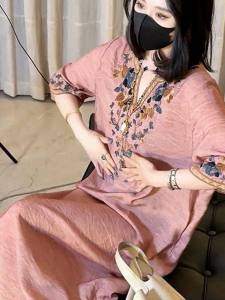 Moxueer | V-neck Fashion Summer Maxi Dress Large Size Slimming