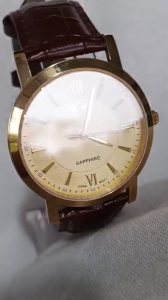 Đồng hồ ORIENT Nam Chính hãng Side lớn Mặt vàng .Dây da nâu sang trọng .Máy quạt nhật  Hàng mới 100%