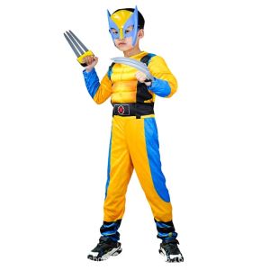 Fast Shipping Movie Wolverine Jumpsuit with Mask Cosplay Costume for Kids Halloween Christmas Kids New Year Costume Superhero Role Play party suit Fantasy