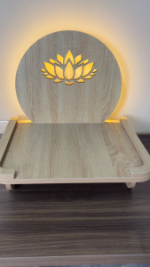 Bàn thờ treo tường gỗ MDF phủ Melamine tích hợp đèn Led vàng ấm thiết kế tối giản trang nhã - GP420