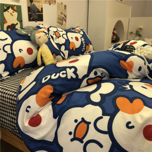Cartoon Pure Water Wash Cotton Bedding Set Single Student Dormitory Three-Piece Quilt Coverlet Sheet Set Spring Fresh Style