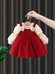 Girls Fleece Lined Dress Thickened Winter Princess Style Clothing Cotton Blend Fabric Ages 6m-6y Childrens Fashionable Dress