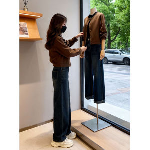 NUANPING | Retro Workwear Style Faux Suede Warm Long Sleeve Jacket