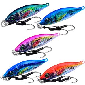 PROBEROS 5 Chiếc Kim Loại Dạ Quang Jig Lure Set 30g-80g Với 3D Mắt Bionic Mồi Jerkbait Cho Bass Pike Swimbait Mồi Câu Cá