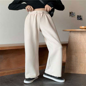 กางเกงขายาวทรงหลวมเอวสูงสำหรับผู้หญิง ฤดูใบไม้ผลิและฤดูใบไม้ร่วง 2024 กางเกงขายาวทรงตรงยาวถึงพื้นสำหรับผู้หญิง ทรงหลวม ทรงหลวม ทรงหลวม