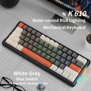 NexusClick K610 Blue Switch Gaming Mechanical Keyboard61Keys Triple Mode RGB Backlit Mini Layout for Gamer Typing Travel Design