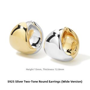 Silver Earrings  Two-Way Wear Dual-Color Round Design