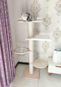 ชั้นวางปีนแมวทำเองอุปกรณ์เสริม DIY เสาไม้แท้เสาเปลี่ยนเสาเสาจับแมวเสาขัดเล็บเสาตั้งสำหรับเล่นแมว