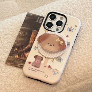 Magnetic Dog Sticker Yellow Milk Sofa Style Cartoon Phone Case for iPhone 16/17 pro Max Korean Japanese Design Creative Cute