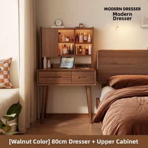 DONGMU | Solid Wood Dressing Table with Hidden Mirror Small Space Saving Simple Design