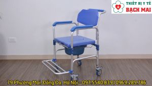 Ghế Bô - Xe Tắm - Xe Lăn - Ghế Ngồi GBM-017 - Ghế Bô Tắm Đa Năng Nhôm Siêu Nhẹ Có Bánh Xe Đệm Chống Nước Gác Chân
