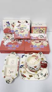 CRAYON SHINCHAN | 5 Inch Crayon Shinchan Hoạt Hình Bát Sứ Tròn Nhà Bếp Bộ Đồ Ăn Cho Văn Phòng Nhà Anime Dễ Thương Bát Cơm Kid Quà Tặng Sinh Nhật