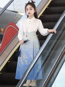 Autumn Wear Childrens Cheongsam Set Girls Traditional Chinese Style Tang Suit Medium to Large Childrens Hanfu Costume