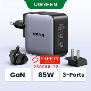 UGREEN 65W GaN PD Fast Travel Charger Quick Charge 2 Type C 1 USB A Travel Adapter with UK/EU/US Plugs Multi Plug Adapter for Ipad Pro 2022 MacBook M2 iPhone 17 16 Pro Max Macbook Air 4 2022 Pro Samsung S25 S24 Ultra Z Fold5 M14 Z Flip5 Pixel Switch 2