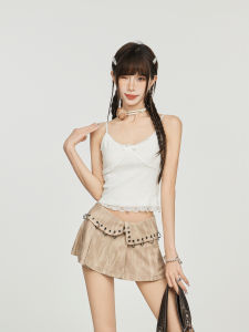 American Style White Sleeveless Lace Design Camisole Tank Top Women Summer Inner Wear Pure Desire Outerwear Trendy Spicy Girl Top