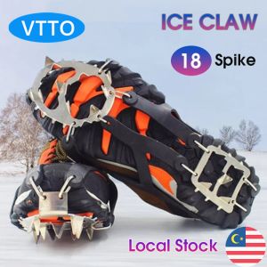 VTTO 1 Pair 18 Spike for Shoes Anti Slip Hiking Climbing Snow Spikes Crampons Cleats Chain Claws Grips Boots Cover