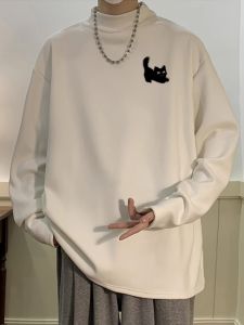 Áo Thun Nam Tay Dài Dày Dặn Mùa Đông Cổ Cao Lót Lông Cừu Rộng Rãi Thoải Mái Mặc Trong Quần Áo Công Sở Thường Ngày