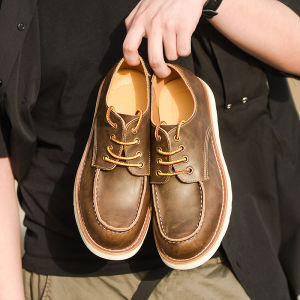 Retro Martin Shoes Low Help Mens Workwear Leather Shoes British Style Casual Genuine Leather Big Head Work Boots