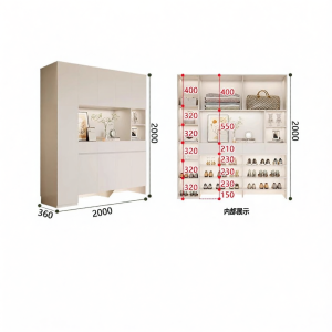 ENF Grade Oak Custom Cream Style Zero Formaldehyde Shoe Cabinet
