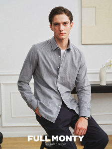 Warm Plaid Flannel Mens Long Sleeve Shirt Gray