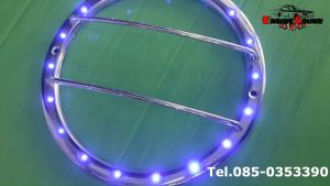 ฝาสแตนเลสครอบลำโพงรถยนต์ 8 นิ้ว มีไฟ ฝาลำโพงซับวูฟเฟอร์ ฝาซับกันหน้าดอกลำโพง 8นิ้ว ลายขวาง โครเมี่ยม ราคาต่อข้าง