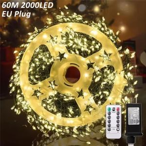 60/100M Firecracker LED String Light with Remote Control EU plug Christmas String Lamp for Christmas Tree Outdoor Lighting Decor