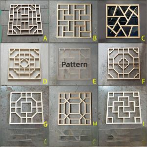 Square Wooden Carving Decorative Window Frame Hollow out Design Traditional Chinese Style Ceiling Background Decoration