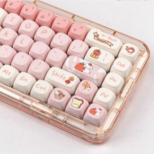【Keycap Only 】Pink dog Keycap Large font Gradient Pink Cute Cartoon 139 keys MOA Profile PBT Sublimation For Cherry MX Switch DIY Customized mechanical keyboard RK IKB HI75 68 98 99 104