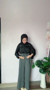 Celana Kulot Crinkle Airflow Terbaru Viral Loose Pant Highwaist