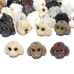 ลูกสุนัขพุดเดิ้ลน่ารักลูกปัดเรเซิ่นทำมือ1ชิ้น19x1 5มม. สำหรับเครื่องประดับทำสร้อยคอมือแบบ DIY