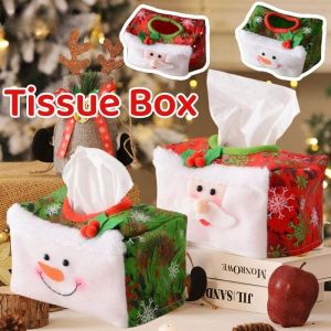 Christmas Tissue Box Holder Santa Claus Paper Tower Box Cover  Xmas Tissue Case Desktop Decoration