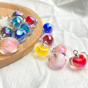 ชุบ AB อะคริลิคจี้หัวใจ Dual สีสร้อยข้อมือเชือกแขวนเครื่องประดับ DIY เครื่องประดับอุปกรณ์เสริม SINGLE DROP วัสดุ