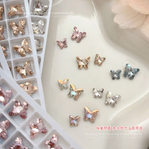 High Quality K9 Drill Bird Nest Butterfly Cut Crystal Nail Decoration Super Shiny Multi-Faceted Sharp Bottom for Nail Art