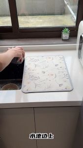Home Kitchen Table Top Drain Pad Anti-Slip Dishes Drying Drain Mat Super Absorbent Drainer Mats