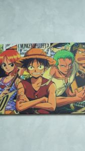 Hiasan Dinding Premium Kanvas 4K Hiasan Kamar Ruang Tamu 46x26cm Include Frame Anime One Piece All Crew rajadekorofficial