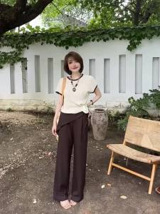 Simple Stylish Wrinkle Tuck Knitted Shirt